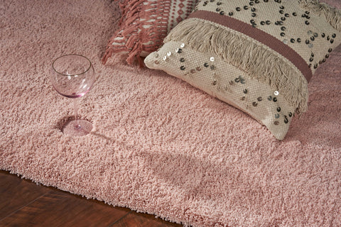2' X 4' Pink Shag Hand Woven Area Rug