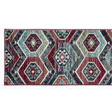 7' Red And Blue Geometric Runner Rug