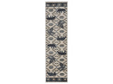 7' Ivory And Gray Woodland Lodge Runner Rug