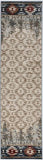 8' Beige Gray And Rust Southwestern Runner Rug