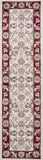 8' Ivory And Red Floral Medallion Runner Rug