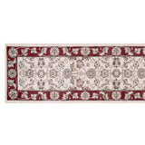 8' Ivory And Red Floral Medallion Runner Rug