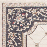 8' Ivory And Gray Floral Runner Rug