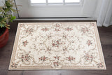 3' X 5' Ivory Red And Green Floral Medallion Area Rug