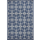 3' X 5' Blue And Ivory Floral Medallion Area Rug