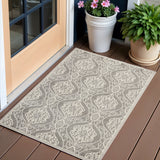 3' X 5' Silver Moroccan Indoor Outdoor Area Rug
