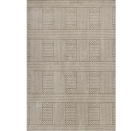 3' X 5' Beige And Ivory Geometric Indoor Outdoor Area Rug
