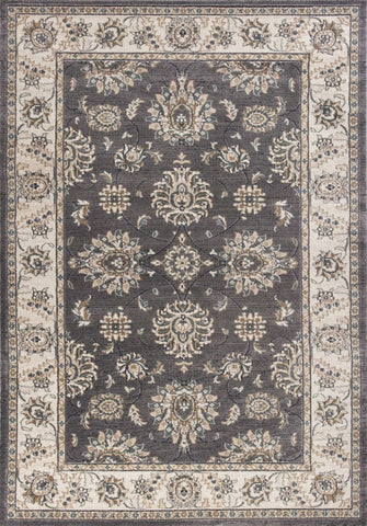 3' X 5' Gray And Ivory Floral Medallion Area Rug