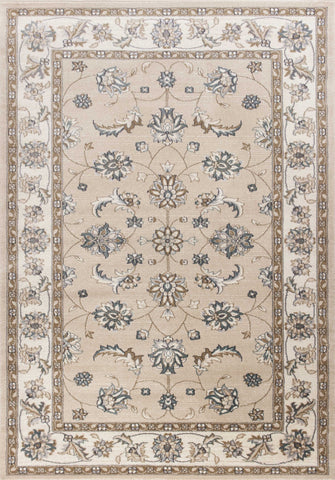 3' X 5' Beige And Ivory Floral Medallion Area Rug