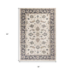 3' X 5' Gray And Ivory Floral Medallion Area Rug
