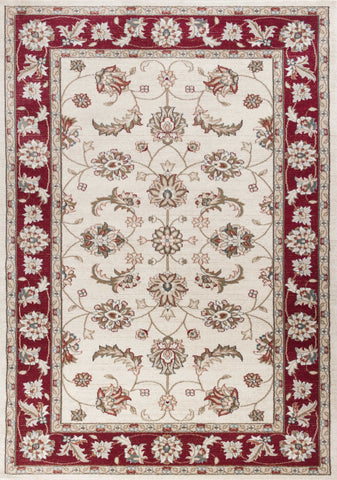 3' X 5' Ivory And Red Floral Medallion Area Rug