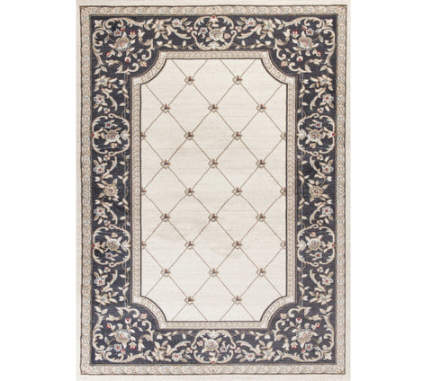 3' X 5' Gray And Ivory Floral Area Rug