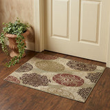 3' X 5' Sage Brown And Ivory Floral Medallion Area Rug