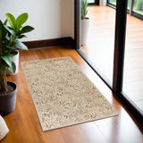 3' X 5' Ivory And Brown Floral Medallion Area Rug