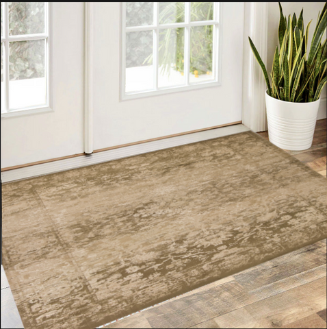3' X 5' Beige And Tan Floral Medallion Area Rug
