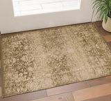 3' X 5' Beige And Tan Floral Medallion Area Rug