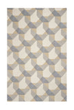 2' X 4' Ivory Gray And Cream Wool Geometric Hand Tufted Area Rug