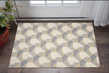 2' X 4' Ivory Gray And Cream Wool Geometric Hand Tufted Area Rug