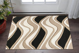 2' X 4' Black And Beige Wool Abstract Hand Tufted Area Rug