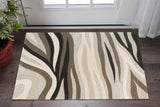 2' X 4' Beige Ivory And Black Wool Abstract Hand Tufted Area Rug