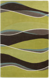 2' X 4' Lime Green Brown And Blue Wool Abstract Hand Tufted Area Rug