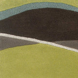 2' X 4' Lime Green Brown And Blue Wool Abstract Hand Tufted Area Rug