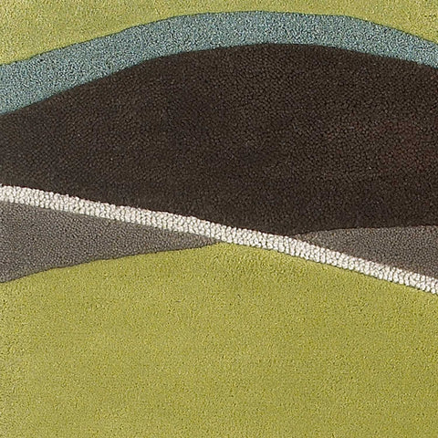 2' X 4' Lime Green Brown And Blue Wool Abstract Hand Tufted Area Rug
