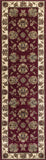 8' Red And Ivory Floral Medallion Runner Rug