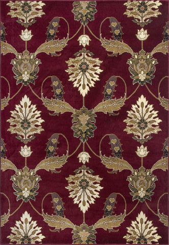 3' X 5' Red Beige And Brown Floral Vines Area Rug