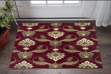 3' X 5' Red Beige And Brown Floral Vines Area Rug
