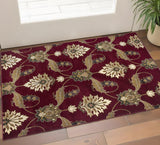 3' X 5' Red Beige And Brown Floral Vines Area Rug