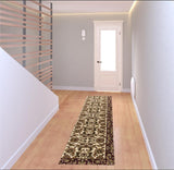 8' Ivory Red And Orange Floral Medallion Runner Rug