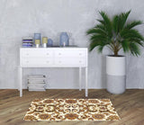 3' X 5' Ivory And Red Floral Area Rug