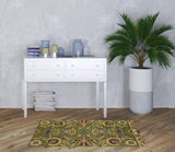 3' X 5' Green And Taupe Floral Area Rug