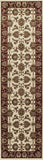 8' Red Ivory And Brown Floral Medallion Runner Rug