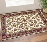 3' X 5' Red Ivory And Brown Floral Medallion Area Rug