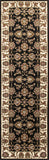 8' Black Ivory And Brown Floral Medallion Runner Rug