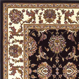 3' X 5' Black And Ivory Floral Area Rug