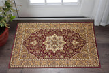 3' X 5' Red And Beige Floral Medallion Area Rug