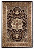 3' X 5' Black And Beige Floral Medallion Area Rug
