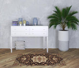 3' X 5' Black And Beige Floral Medallion Area Rug