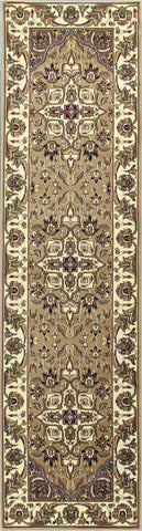 8' Beige And Ivory Floral Runner Rug
