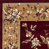 8' Red And Beige Floral Runner Rug