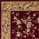 8' Red And Beige Floral Runner Rug