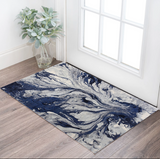 3' X 5' Blue Gray And Ivory Abstract Area Rug