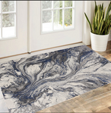 3' X 5' Blue And Gray Abstract Area Rug