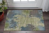 3' X 5' Blue and Green Abstract Area Rug