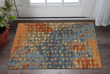 3' X 5' Blue Red And Orange Abstract Area Rug