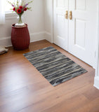 3' X 5' Gray Blue And Black Abstract Area Rug