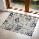 3' X 5' Ivory Blue And Gray Floral Vines Area Rug
